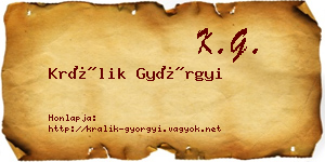 Králik Györgyi névjegykártya